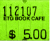ETG Book Cafe Price Tag code